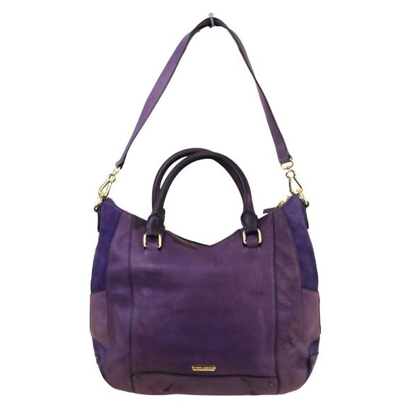 Vince Camuto PURPLE GENUINE LEATHER SHOULDER BAG HANDBAG TOTE HOBO PURSE - Picture 5 of 16